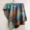 Bufanda de Imitación Cachemir Estilo Pintura al Óleo Vintage Nueva Otoño/Invierno 2026 para Mujer, Calentador de Cuello Chal Jacquard Versátil de Alta Gama al por Mayor