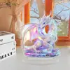 Ornamento de Dragão Cristalizado de Acrílico Branco Elegante 2D com Suporte de Exibição - Decoração de Mesa de Quarto