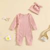 Ins comercio exterior ropa infantil otoño mameluco de manga larga mono cremallera encaje color caramelo gofre mameluco