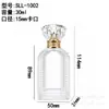 Botellas de Perfume de 30/50/100 ml en Stock, Botellas Vacías Transparentes de Vidrio con Rosca de 15 mm, Tapa de Diamante y Cabezal de Spray, Venta al por Mayor