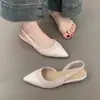 Sandalias versátiles de tira trasera con punta y aumento interno de altura, sandalias de verano de corte bajo y punta cerrada, elegante modelo nuevo de empalme suave de 4 cm
