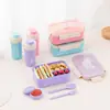 Conjunto de lancheira e garrafa de água fresco e estiloso, portátil para estudantes e trabalhadores de escritório, seguro para micro-ondas, caixa de frutas selada