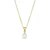 Joyería de Acero Inoxidable Popular Europea y Americana Nuevo Estilo Geométrico de Moda Colgante Chapado en Oro de 18K Gota de Agua Redondo Diamante Blanco Collar para Mujer