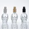 Botella de perfume transparente con forma de calavera de 18 hilos, botella vacía, botella dispensadora de muestras de perfume de 30 ml 50 ml 100 ml