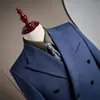 Traje Rayado de Doble Botonadura de Alta Gama para Hombre con Solapas de Muesca, un Traje Formal de Negocios Sofisticado que es Lavable a Máquina y No Necesita Planchado