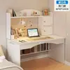 Escritorio de Computadora, Escritorio de Escritorio para el Hogar, Estantería, Integrado para Dormitorio, Escritorio Sencillo para Estudiantes, Escritorio Pequeño para Apartamento