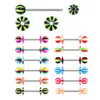 Juego mixto de 12 colores de junta de color transfronteriza, perforación de uña de acrílico tipo lengua, anillo para pezón, joyería para uñas de tira, venta al por mayor