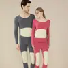 Roupa íntima térmica de veludo com forro de fleece, espessa, sem costura, justa, roupas de outono, calça comprida, patch interno, conjunto de casal, masculino
