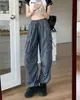 Monos con cordón de estilo americano para mujer, pantalones rectos holgados de cintura alta a la moda, pantalones casuales de pierna ancha con lazo en el tobillo