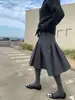 Saia Midi Plissada de Lã Baisiwang de Cintura Alta em Linha A para Mulheres no Outono e Inverno, Versátil e Emagrecedora