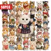 Compra directa transfronteriza de 50 lindos stickers con forma de gato de dibujos animados, pegatinas decorativas PET transparentes bordadas creativas para agendas