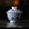 Estilo Antigo Azul e Branco Porcelana Alça de Lótus Gaiwan Cerâmica Retrô Kung Fu Conjunto de Chá Porta-Bule Xícara do Mestre Xícara de Chá Conjunto com Tampa Grande
