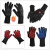 En stock Resistente a Altas Temperaturas 800 Grados Guantes para Barbacoa BBQ para Exterior Cinco Dedos Silicona para Hornear Horno de Microondas Protección Aislamiento Térmico