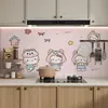 Adesivo à Prova de Óleo Desenho Animado Adesivo de Parede para Cozinha Adesivo de Parede para Fogão Coifa Filme Decorativo à Prova d'Água Resistente a Altas Temperaturas