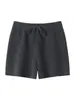 Shorts de Cashmere Puro 100% Outono Novo Cintura Alta Cashmere Feminino Emagrecimento Cordão Tricô Quente Casual