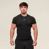 Camiseta Masculina Gymshark Manga Curta Muscle Sports Fitness Corrida Treinamento Roupas Elástica Moda Estampada Gola Redonda