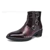 Zapatos de Cuero Puntiagudos con Cremallera Brillantes de Otoño Transfronterizos Estilo Británico Botines Cortos que Aumentan la Altura Talla Grande Zapatos de Cuero de Caña Alta Zapatos Casuales para Hombre