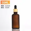 Tapa con veta de madera botella de aceite esencial botella vacía 5-100ml marrón oscuro negro vidrio cabeza de plástico cuentagotas botella para líquido crudo sub-botella