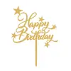 Inserto de Bolo Acrílico Letras Feliz Aniversário Coração Redondo Cinco Estrelas Amor Linha de Inserção Suprimentos para Decoração de Confeitaria