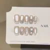 [Miu Sweet Francés] Manicura Francesa Suave Estilo Ins Uñas Portátiles Puras Parches de Manicura Corta Uñas Postizas
