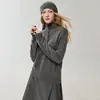 Suéter de cachemira de lujo ligero con media botonadura, tejido grueso, cuello alto para mujer otoño/invierno, corte relajado, manga larga, prenda base de punto