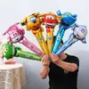 Día del Niño Globo de Papel de Aluminio de Dibujos Animados Palo Largo de Mano Bastón Regalo Promocional para Microempresa Escanear Código Juguete Grande
