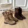 Botines Vintage de Media Pantorrilla para Mujer, Nuevo Estilo Verano y Otoño 2025, Botines Cortos Vaqueros Western Rad Martin