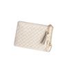 Bolsa de moedas pequena com zíper nova para primavera e verão, bolsa simples de cor sólida leve para cartões, bolsa tecida à mão, bolsa feminina fofa e requintada