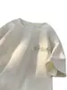 Camiseta de Manga Corta de Seda Helada Lavada con Arena Pesada de 240G para Niños Verano Marca de Tendencia Bordada Tencel Manga Media Suelta Cuello Redondo