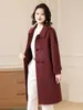Novo casaco de lã elegante, casual chic, de comprimento médio, dupla face, com gola de boneca, oferecendo um toque de luxo e design versátil