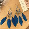 Pendientes de plumas estilo étnico transfronterizo super hada estilo bohemio largos de alta gama estilo chino nuevo para mujer venta al por mayor