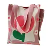 Bolsa de Tricô com Design Simples, Bolsa Floral para Estudante, Tote Versátil Color-Blocking para o Dia a Dia, Bolsa de Ombro de Grande Capacidade para Passeios