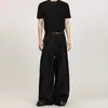 Calça pantalona plissada tridimensional, design solto, calça reta casual para primavera e outono, sem amassar, para homens e mulheres