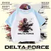 Camiseta de manga corta para niños Delta Force, diseño de Rosa Roja Lobo Dorado Grabado, top ligero y holgado de verano para niños mayores 8