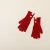Luvas infantis de tela sensível ao toque em formato de coração, luvas quentes de malha de cor sólida para o inverno, luvas quentes versáteis para uso externo
