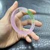 Pulseira Jade Gelo-Transparente Esmeralda Violeta Água Clara Verde Flutuante Flor Quartzo Rocha Jade Gelo Pulseira Flor Flutuante Fina Redonda Semitransparente