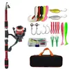 Caña de Pescar de 1.8M Kits Completos Telescópica Carrete de Spinning para Mar Set de Señuelos Equipo de Pesca de Viaje Señuelos Accesorios Bolsa Principiante