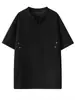 Camiseta de manga corta con cuello en V y remaches para hombre, diseño moderno de estilo americano para verano, top holgado y versátil para adolescentes