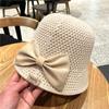 Chapéu de pescador de balde de malha estilo coreano feminino verão oco respirável rosto cobrindo estilo japonês chapéu de arco chapéu de pescador