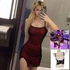 Talla extra sexy de tirantes verano bar discoteca top de tubo falda de tirantes de malla base interior abertura vestido ajustado