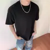 Camiseta de Manga Corta con Textura Rayada para Hombre, Verano de Alta Gama Holgada Casual de Media Manga, Fuente en Stock