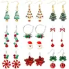 Brincos de Natal Laço Sino Liga Árvore de Natal Papai Noel Conjunto Combinado Brincos de Natal