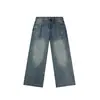 Shuangtian 25 Anos Novo Outono e Inverno Tamanho Grande Jeans Feminino de Veludo Design Cintura Alta Perna Larga Jeans Yc356