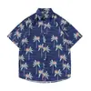 Camisa masculina de manga curta solta de verão de alta qualidade com caimento, estilo ruffian moderno, estampa em aquarela, não amassa, estoque atual da moda