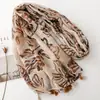 Bufanda Floral Elegante y Chic con Borlas para Mujer, Adecuada para Todas las Estaciones, Accesorio de Viaje, Chal Protector Solar