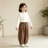 Conjunto de Dos Piezas de Algodón Delgado para Niñas, Manga Larga y Pantalones Largos, Camiseta y Pantalones de Bebé, Clase A para Niños, Venta al por Mayor
