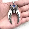 Colar com Pingente de Dente de Lobo em Aço Titânio com Incrustação de Prata Tibetana, Dente de Cão Preto Mastim Tibetano Genuíno, Joia Tendência Cool com Declaração de Personalidade para Homens e Mulheres
