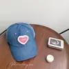 Boné de Baseball Rosa Doce Amor para Mulheres Boné de Jeans Lavado Estudante Primavera e Verão Top Macio Chapéu de Proteção Solar