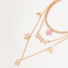 C189 Collar transfronterizo de Amazon, colgante de letra de metal personalizado, conjunto de collar de tres capas con mariposa rosa acrílica