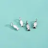 Colgante Individual de Pez Koi Plata de Ley S925 Colgante Pequeño Macizo Pulsera de Cuerda Hecha a Mano DIY Pulsera de Cristal Colgante de Pez